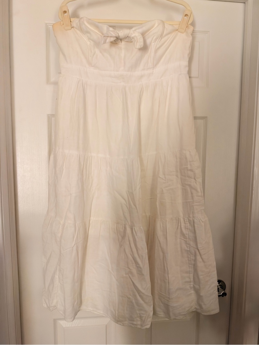 Universal Thread Cream Strapless Tiered Maxi Skirt with Tie